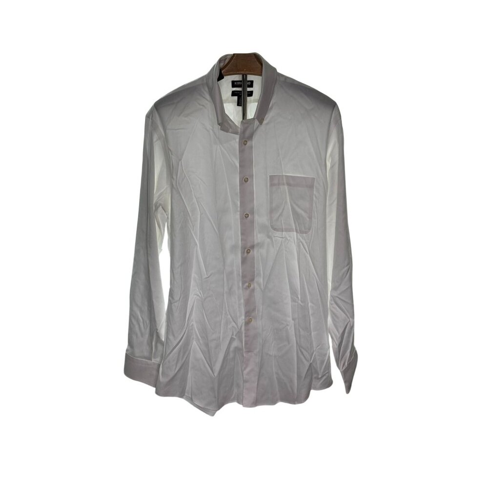 Kirkland Signature Mens Traditional Fit Non-Iron Dress Shirt White 16.5-35